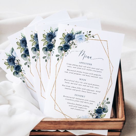 Navy Flowers, Blue Flowers, Bridal Shower Menu