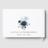 Navy Flowers, Blue Flowers, Greenery, Birthday Gastenboek (Achterkant)