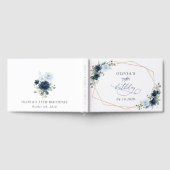 Navy Flowers, Blue Flowers, Greenery, Birthday Gastenboek (Volledig)