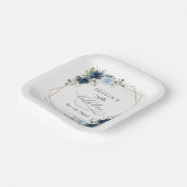 Navy Flowers, Blue Flowers, Greenery, Birthday Papieren Bordje (Gebogen)