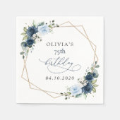 Navy Flowers, Blue Flowers, Greenery, Birthday Servet (Voorkant)