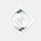Navy Flowers, Blue Flowers, Greenery, Birthday Servet (Hoek)