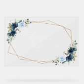 Navy Flowers, Blue Flowers, Vrijgezellenfeest Welk Acryl Bord (Voorkant)