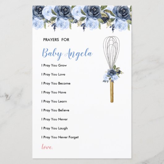Navy Flowers gebeden voor Baby Greenery Floral (Voorkant)