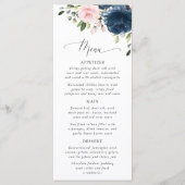 Navy Flowers, Pink Flowers, Bridal Shower Menu (Voorkant)