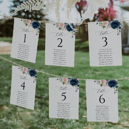 Navy Flowers, Roze Bloemen, Zitkaarten Kaarten