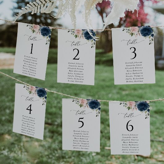 Navy Flowers, Roze Bloemen, Zitkaarten Kaarten