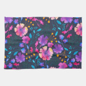 Navy Fluro Floral Botanical Kitchen Tea Towel Theedoek (Horizontaal)