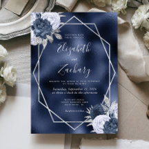 Navy Folie Dusty Blue Silver Floral Wedding