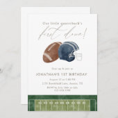 Navy Football Helmet First Birthday Kaart (Voorkant / Achterkant)