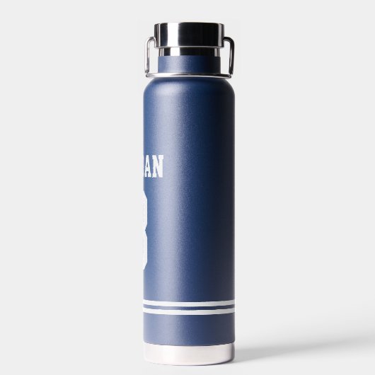 Navy Football Jersey met aangepaste naam en nummer Waterfles (Achterkant)