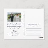Navy Forever Dankbaar Bruiloft Foto Dank u Briefkaart (Achterkant)