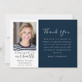 Navy Forever in Our Hearts Photo Funeral Bedankkaart (Voorkant)