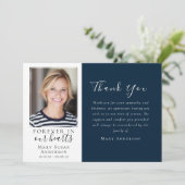 Navy Forever in Our Hearts Photo Funeral Bedankkaart (Staand voorkant)