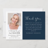 Navy Forever in Our Hearts Photo Funeral Bedankkaart (Voorkant)