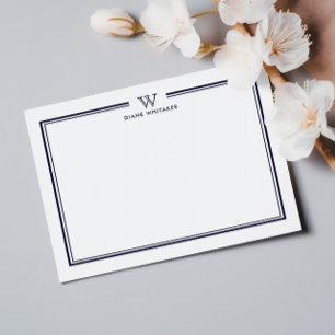 NAVY Formal Classic Familie Monogram Dubbel Lijst Notitiekaartje
