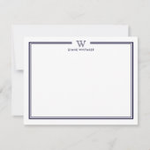 NAVY Formal Classic Familie Monogram Dubbel Lijst Notitiekaartje (Voorkant)