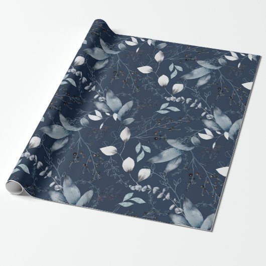 Navy Forrest Gift Wrap Cadeaupapier (Uitgerold)