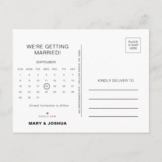 Navy Foto Bruiloft Save the Date Kalender Aankondigingskaart (Achterkant)