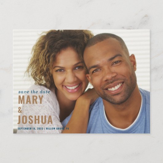 Navy Foto Bruiloft Save the Date Kalender Aankondigingskaart (Voorkant)