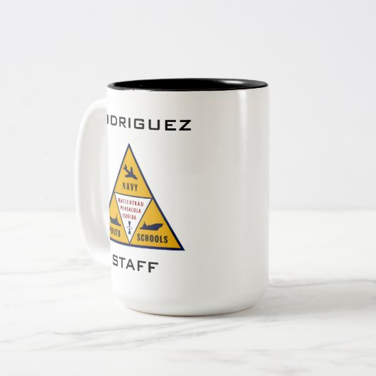 NAVY FOTO SCHOOL IN COLOOR Two-Tone COFFEE MOK (Voorkant links)