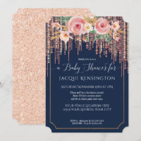 Navy Fringe Roos Gold Blush Pink Floral Shower