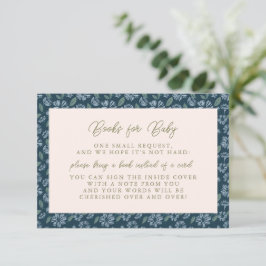 Navy Frost Bloom Bloemen Baby shower Boeken voor B Informatiekaartje