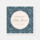 Navy Frost Bloom Floral Baby shower Custom Servet (Voorkant)
