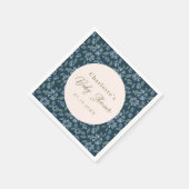 Navy Frost Bloom Floral Baby shower Custom Servet (Hoek)
