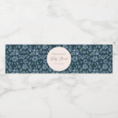Navy Frost Bloom Floral Baby shower Custom Waterfles Etiket (Enkel label)
