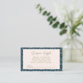 Navy Frost Bloom Floral Baby shower Luier Raffle Informatiekaartje (Staand voorkant)