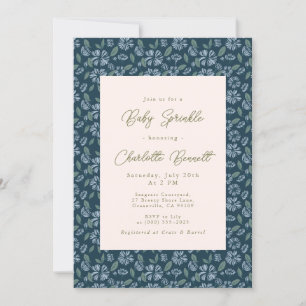 Navy Frost Bloom Floral Baby Sprinkle Kaart