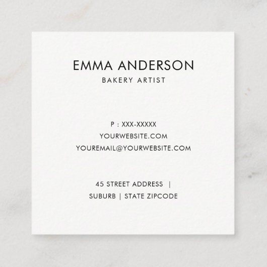 NAVY FRUIT FLORAL CAKE PATISSERIE CUPCAKE BAKERY VIERKANTE VISITEKAARTJE (Achterkant)