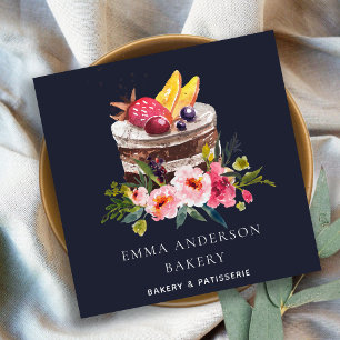 NAVY FRUIT FLORAL CAKE PATISSERIE CUPCAKE BAKERY VIERKANTE VISITEKAARTJE