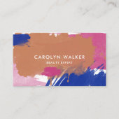 Navy & Fuchsia - Abstracte Waterverf Visitekaartje (Voorkant)