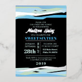 Navy Fuchsia Sweet Sixteen 16 Invitation Silver Folie Uitnodiging (Voorkant)