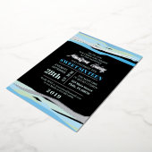 Navy Fuchsia Sweet Sixteen 16 Invitation Silver Folie Uitnodiging (Gedraaid)