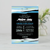 Navy Fuchsia Sweet Sixteen 16 Invitation Silver Folie Uitnodiging (Staand Voorkant)