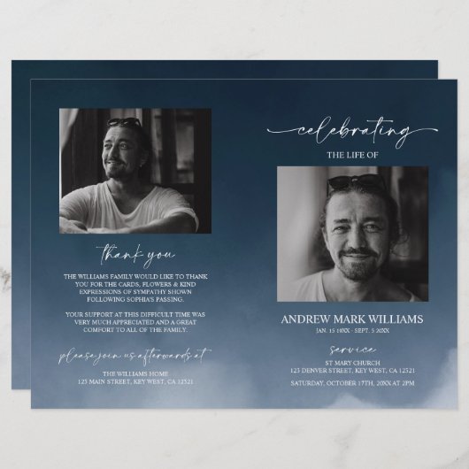 Navy Funeral Order of Service Gevouwen Programma (Voorkant / Achterkant)