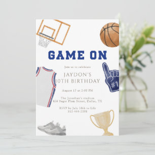 Navy Game On Basketball Verjaardag T-shirt Waterve Kaart