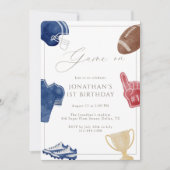 Navy Game On Football Birthday Kaart (Voorkant)