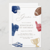 Navy Game On Football Birthday Kaart (Voorkant / Achterkant)