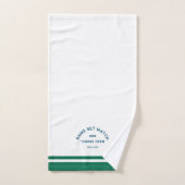 Navy Game Set Match Crest Green Stripe Tennis Handdoek (Handdoek)