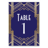 Navy Gatsby Tafelnummer 1920s Roaring Wedding (Achterkant)