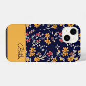 Navy Geel Wilde Bloem iPhone Hoesje (Achterkant horizontaal)