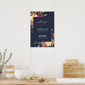NAVY GELE BLUSH BURGUNDY BLOEMEN BRUIDSSHOWER  POSTER (Keuken)