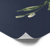 NAVY GELE BLUSH BURGUNDY BLOEMEN BRUIDSSHOWER  POSTER (Hoek)