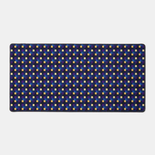 Navy Gele Pixels Cool Schachbrettpatroon Abstract Bureaumat (Voorkant)