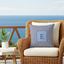 Navy Geometric Chevron Monogram Design Kussen