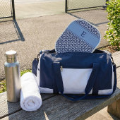 Navy Geometric Chevron Monogram Design Pickleball Paddle